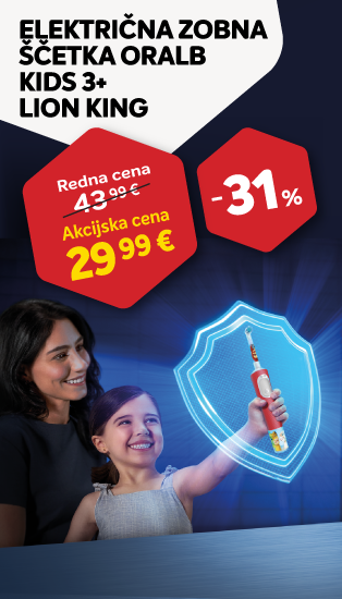 Akcija ELEKTRIČNA ZOBNA ŠČETKA ORALB KIDS 3+ LION KING -31%