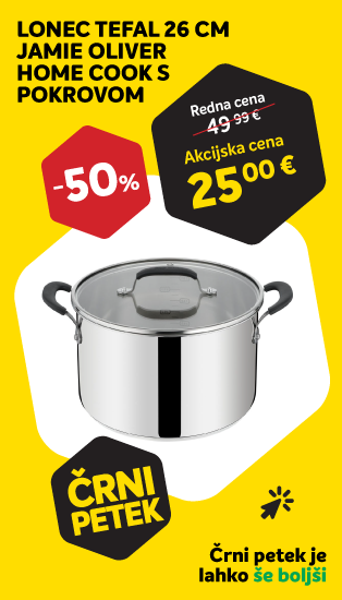 ČRNI PETEK - LONEC / KOZICA TEFAL 26 CM JAMIE OLIVER LONEC HOME COOK S POKROVOM -50%