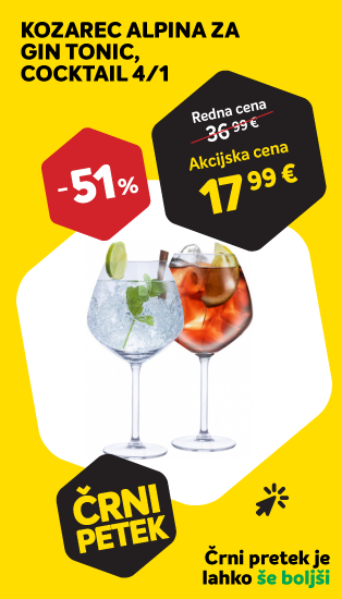 Črni petek -  KOZAREC ZA DRUGE PIJAČE ALPINA GIN TONIC, COCKTAIL 4/1 - 51%%