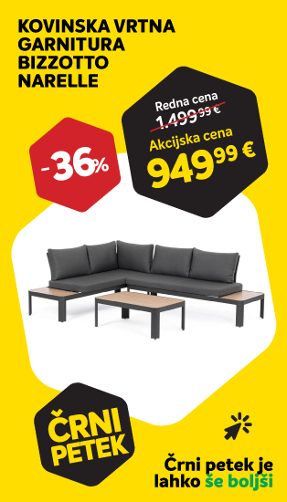 ČRNI PETEK - KOVINSKA VRTNA GARNITURA BIZZOTTO NARELLE CHAR YK13 KOTNA SOFA SET3 W-C -36%