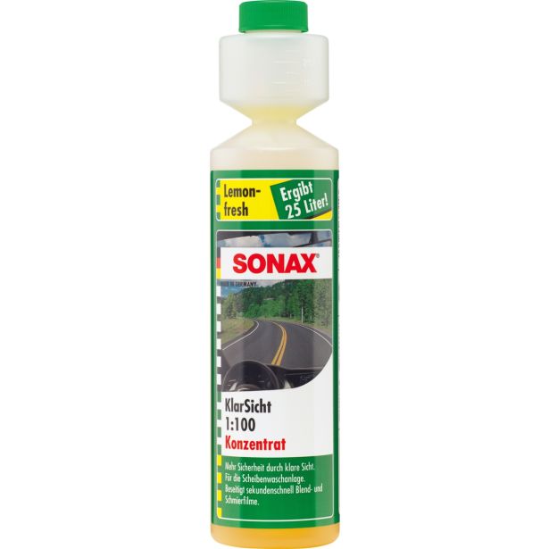 SONAX KONCENTRAT ZA ČIŠČENJE VETROBRANSKEGA STEKLA 1:100 250ML LIMONA