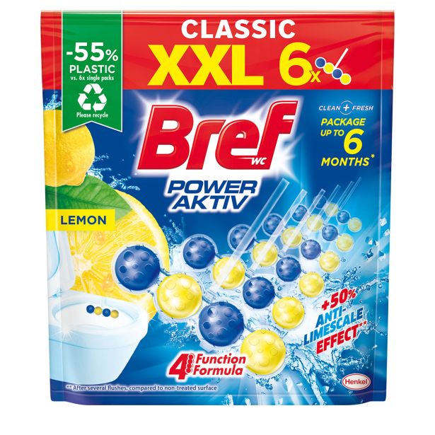 ČISTILO ZA WC, KOPALNICO HENKEL LCH BREF LEMON 6X50G