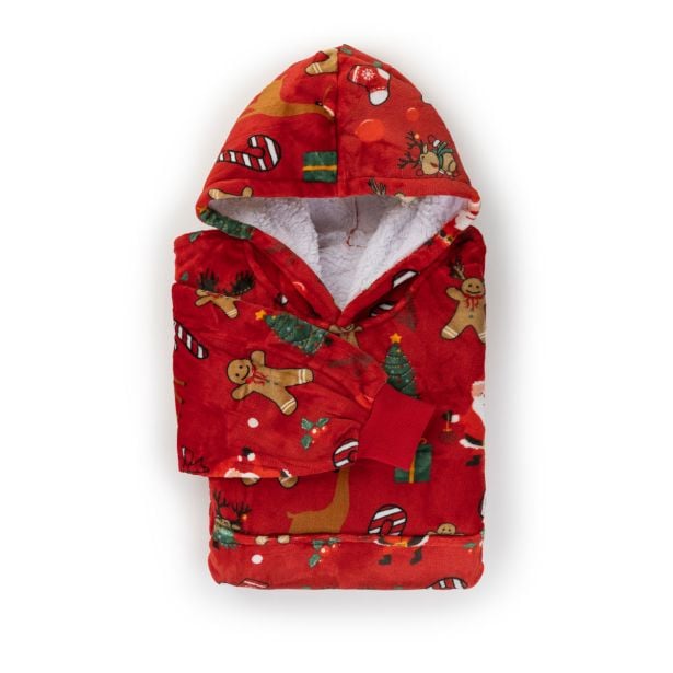 DEKORATIVNA ODEJA SVILANIT HOODIE ODRASLI RED XMASS &NOGAVICE