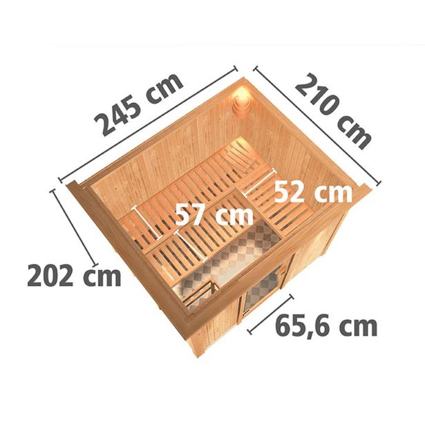 FINSKA SAVNA KARIBU GOBIN 2+9KW GRELEC BIO PREDNJI VHOD+STREŠ.VENEC