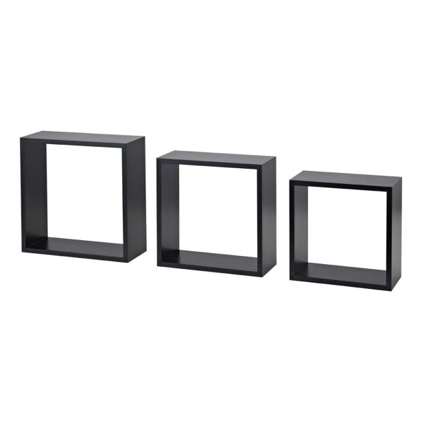 LESENA POLICA FRAME XL ČRNA 3 KOS 300X300X117 MM