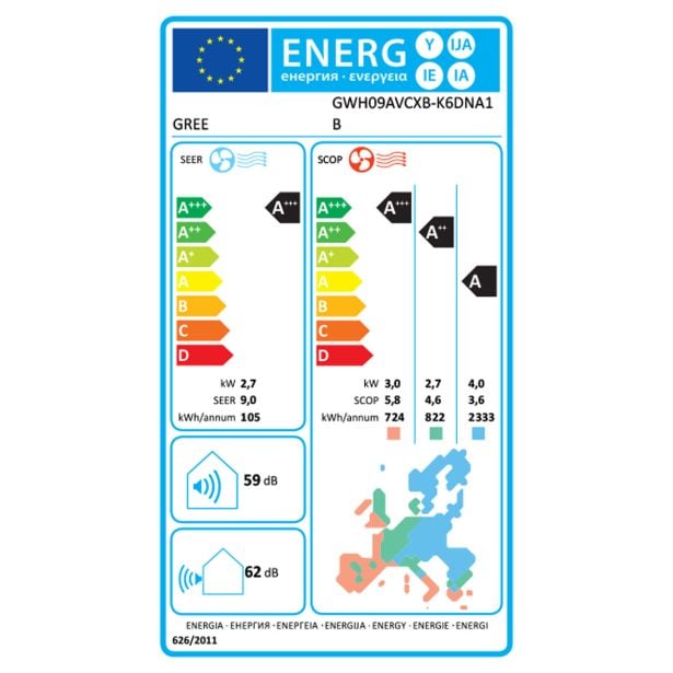 GREE NOTRANJA STENSKA ENOTA AIRY 2,7KW ZA MULTI-SPLIT SISTEM