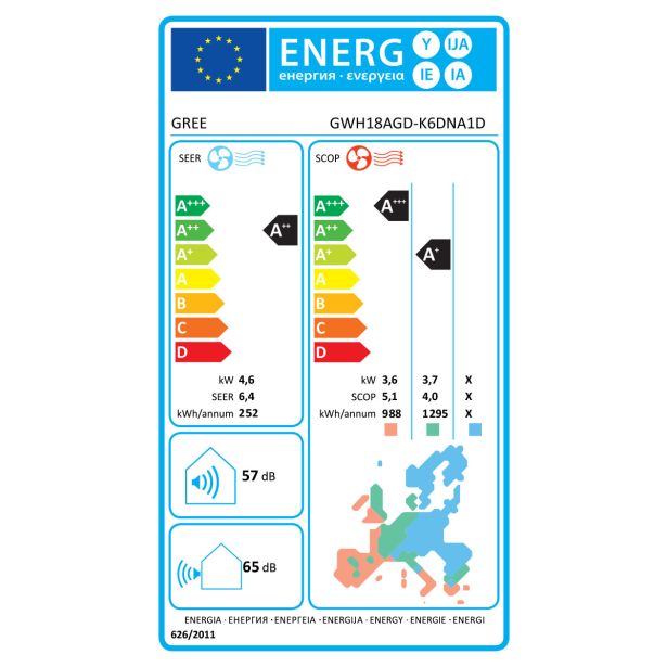 GREE SPLIT KLIMATSKA NAPRAVA PULAR ECO 4,6KW A++/A+, NOTRANJA+ZUNAJNA ENOTA