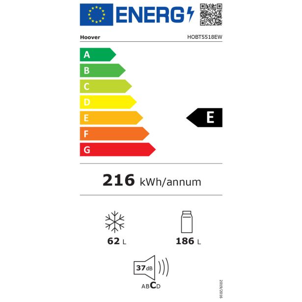 HLADILNIK IN ZAMRZOVALNIK HOOVER HOBT5518EW