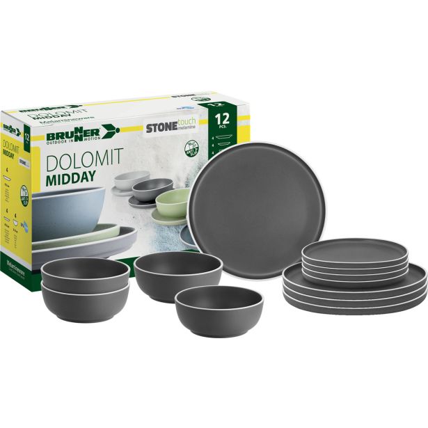 KAMP JEDILNI PRIBOR BRUNNER MELAMINE SET MIDDAY DOLOMIT SIVI 12/1