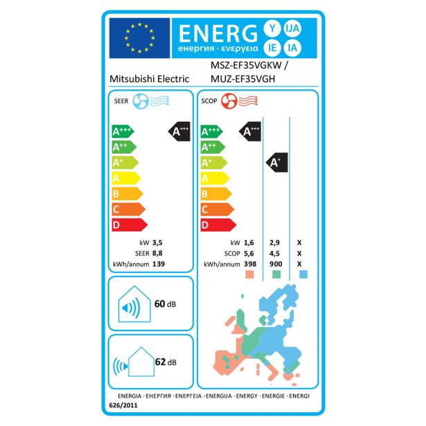 KLIMATSKA NAPRAVA MSZ-EF35VGKW/MUZ-EF35VG MITSUBISHI ELECTRIC BELA