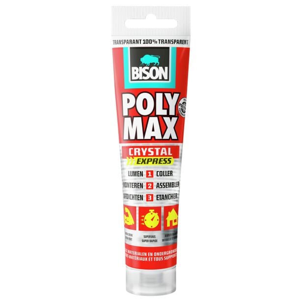 MONTAŽNO LEPILO BISON POLY MAX CRYSTAL EXPRESS TUBA 115G