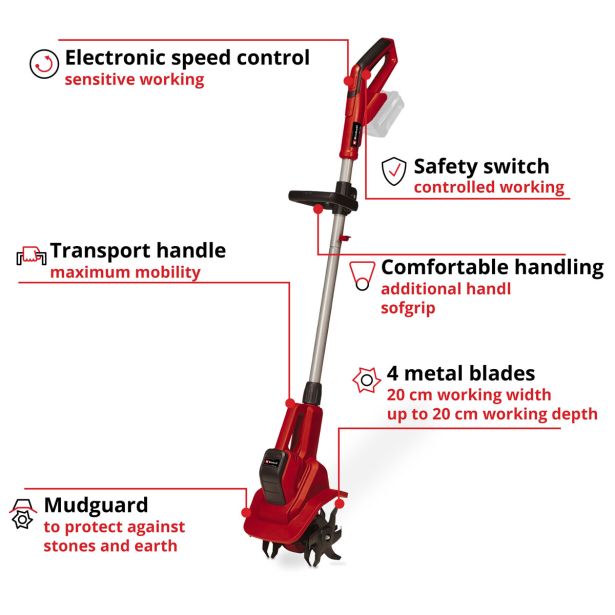 MOTOKULTIVATOR EINHELL GE-CR 18/20 LI SOLO POWER X-CHANGE,