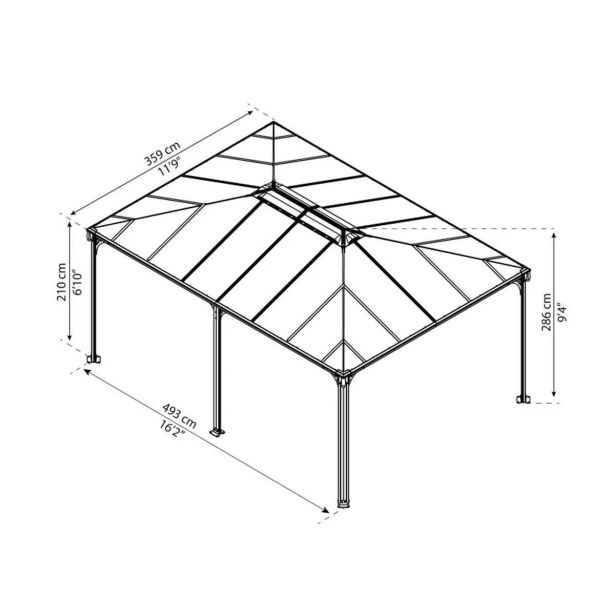 PAVILJON PALRAM MARTINIQUE5000 SIVA/BRONZ +SET MREŽ ZA PAVILJON