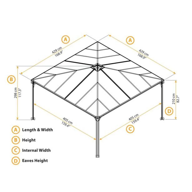 PAVILJON PALRAM PALERMO 4300 SIV/BRONZ +SET MREŽ ZA PAVILJON