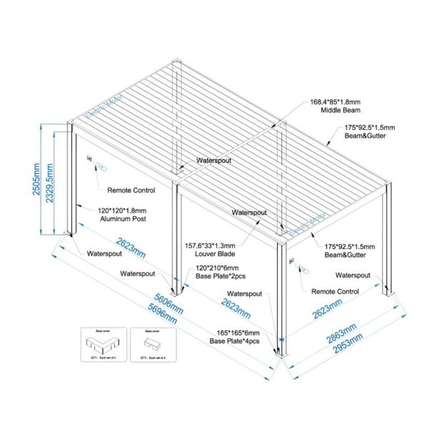 PERGOLA MS VISCOM BIOKLIMATSKA MOTORIZIRANA 560 X 286 CM