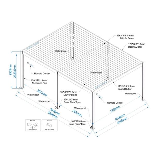 PERGOLA MS VISCOM BIOKLIMATSKA MOTORIZIRANA 560 X 400 CM