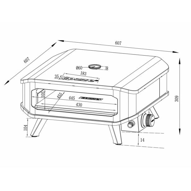 PLINSKA PEČICA ZA PICO COZZE 8KW 43 CM S TERMOMETROM