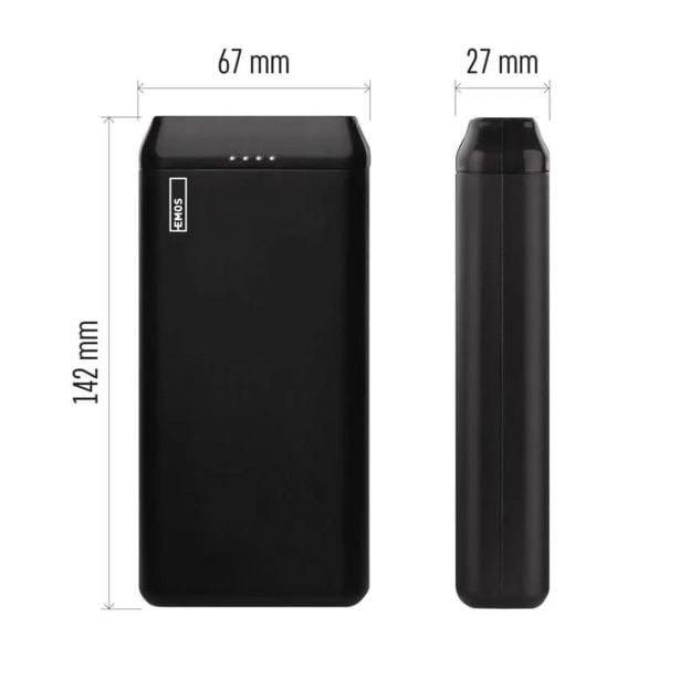 POLNILNIK ZA GSM EMOS ALPHA2 20 POWERBANK 20 000 MAH, 10 W, ČRNI