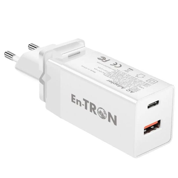 POLNILNIK ZA GSM EN-TRON POLNILEC (USB + TIP C) PD, 65 W, QC 3.0, BEL