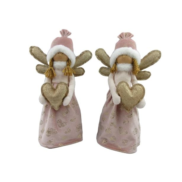 PRAZNIČNA FIGURA GLOSSTYLE ANGEL ROZA 23X13X36CM