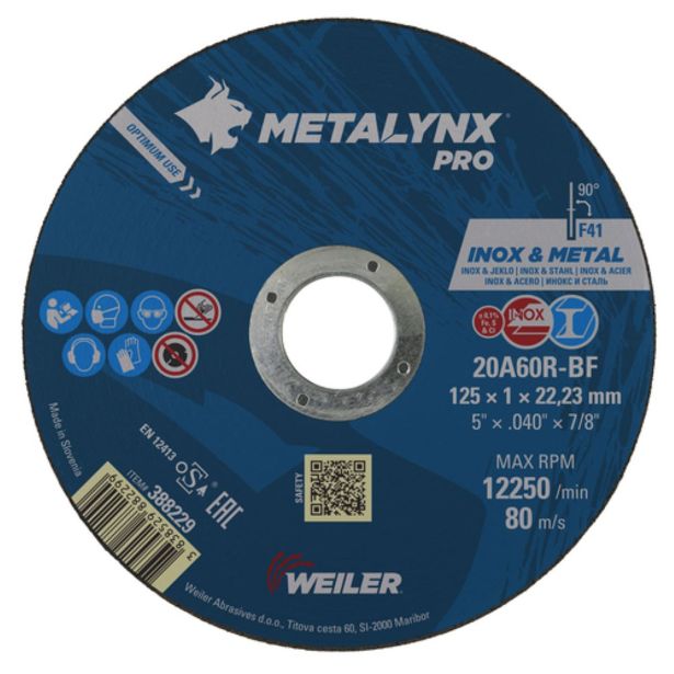 REZALNA PLOŠČA ZA RF METALYNX 125X1X22.23 MM 20A650R-BF 10+2 GRATIS