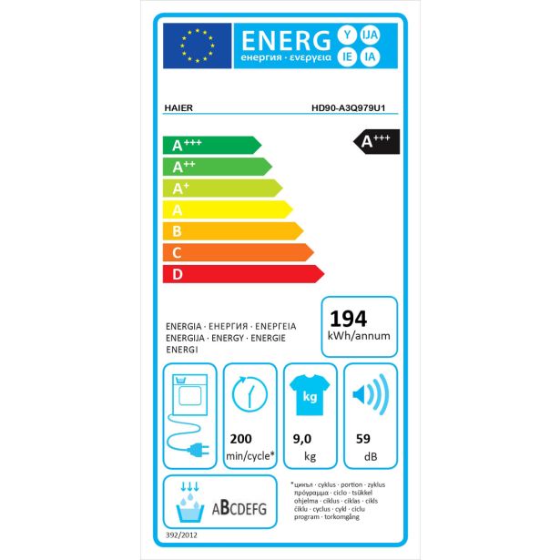 SUŠILNI STROJ HAIER HD90-A3Q979U1-S TOPLOTNA ČTPALKA