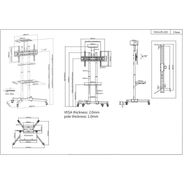 TV NOSILEC / VOZIČEK MANHATTAN 94-178 CM 50 KG