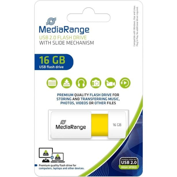 USB KLJUČ MEDIARANGE 16GB 2.0 RUMEN MR972