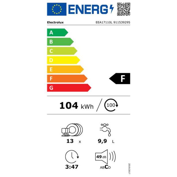 VGRADNI POMIVALNI STROJ ELECTROLUX EEA17110L