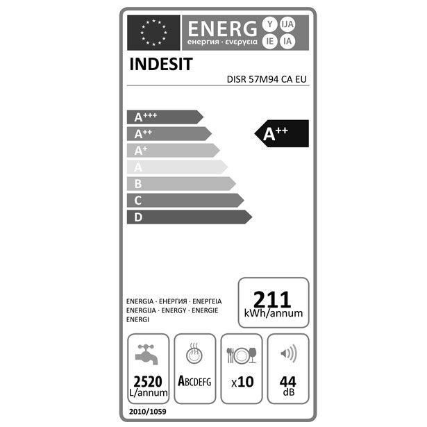 VGRADNI POMIVALNI STROJ INDESIT DISR 57M94 CA EU