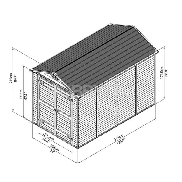 VRTNA HIŠKA PALRAM SKYLIGHT TIP 6X8 TEMNO SIVA