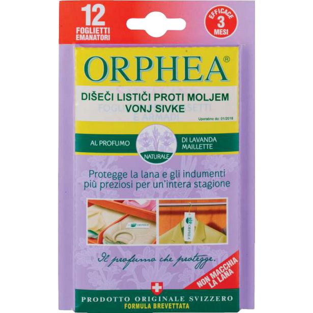 ZAŠČITA PRED INSEKTI ORPHEA LISTIČI PROTI MOLJEM 12/1 SIVKA