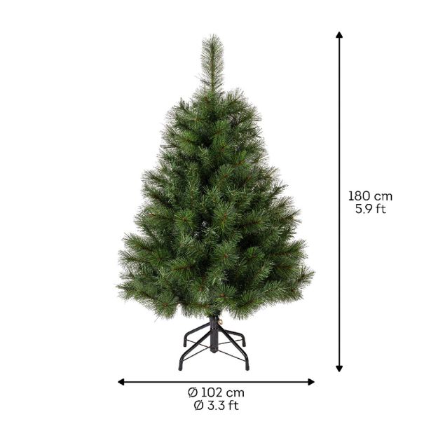 ZELENA NOVOLETNA JELKA ONTARIO PINE IZ UMETNE MASE, VIŠINE 180 CM