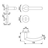 INOX KLJUKA ZA VRATA HOPPE ALTA Z ROZETO KLJUČ F69