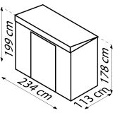 KOVINSKA VRTNA HIŠKA GLOBEL SKILLION 84 SREBRNA Š242 X G124 X V199