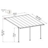 NADSTREŠEK ZA TERASO PALRAM FERIA PATIO COVER 4X4.25M SIVA/TRANSPARENT