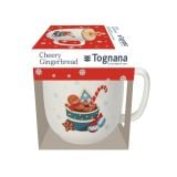 SKODELICA / LONČEK TOGNANA 390 ML NATALE CHEERY GINGERBREAD S POKROVOM