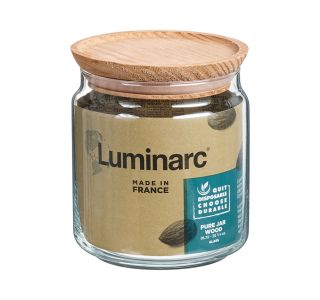 POSODA ZA SHRANJEVANJE LUMINARC 0.75 L Z LESENIM POKROVOM