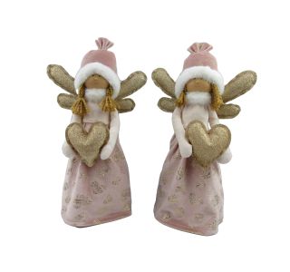 PRAZNIČNA FIGURA GLOSSTYLE ANGEL ROZA 23X13X36CM